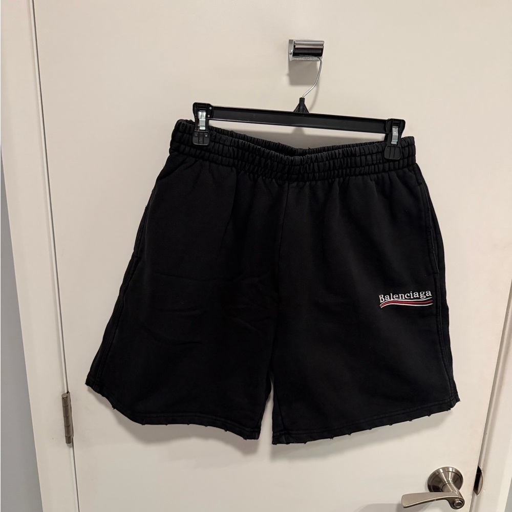 Balenciaga black sweat shorts size XL fit like a US large (above the knee feet)